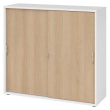 BETA 1753S | Schiebetürenschrank | 3 OH - Weiß/Eiche Bogengriff Metall
