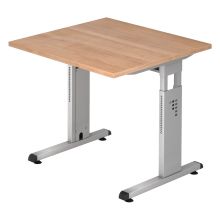 MEGA 8 S | Schreibtisch - 80 x 80 Nussbaum/Silber höhenverstellbar