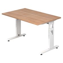 MEGA 12 W | Schreibtisch - 120 x 80 höhenverstellbar Nussbaum/Weiß