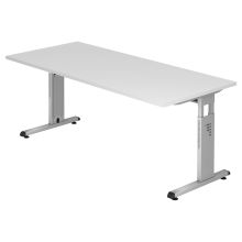 MEGA 19 S | Schreibtisch - 180 x 80 höhenverstellbar Weiß/Silber