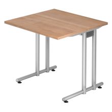 NANO 8 S | Schreibtisch - 80 x 80 Nussbaum/Silber