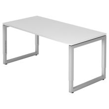 REGO 16 S | Schreibtisch - 160 x 80 höhenverstellbar Weiß/Silber