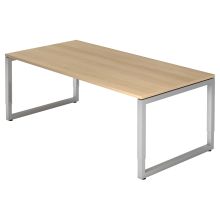 REGO 2E S | Schreibtisch - 200 x 100 Eiche/Silber höhenverstellbar