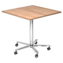 BISTRO 88Q C - System Konferenztisch Nussbaum 80 x 80 Chrom