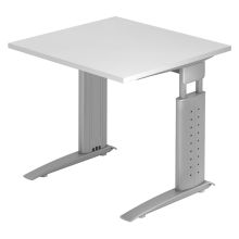UNDA 8 S | Schreibtisch - 80 x 80 höhenverstellbar Weiß/Silber