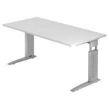 UNDA 16 S | Schreibtisch - 160 x 80 höhenverstellbar Weiß/Silber
