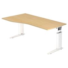 UNDA 18 W | Schreibtisch - 180 x 100 höhenverstellbar Ahorn/Weiß