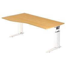 UNDA 18 W | Schreibtisch - 180 x 100 höhenverstellbar Buche/Weiß