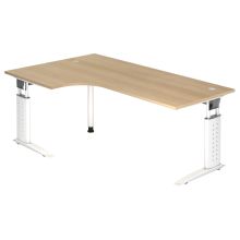UNDA 82 W | Schreibtisch - 200 x 120 höhenverstellbar Eiche/Weiß