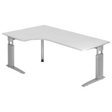 UNDA 82 S | Schreibtisch - 200 x 120 höhenverstellbar Weiß/Silber